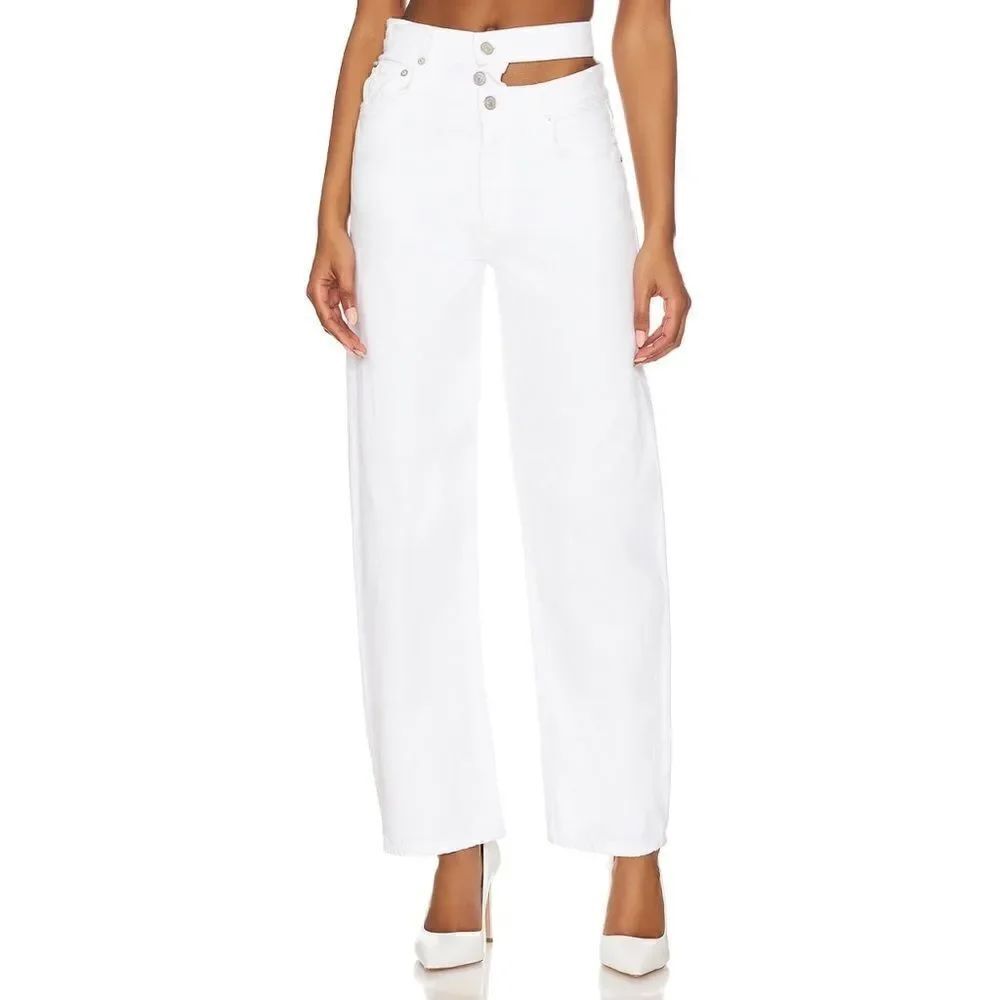 NWT AGOLDE Broken Waistband Ultra High Rise Straight Jean in Milkshake, Size 24